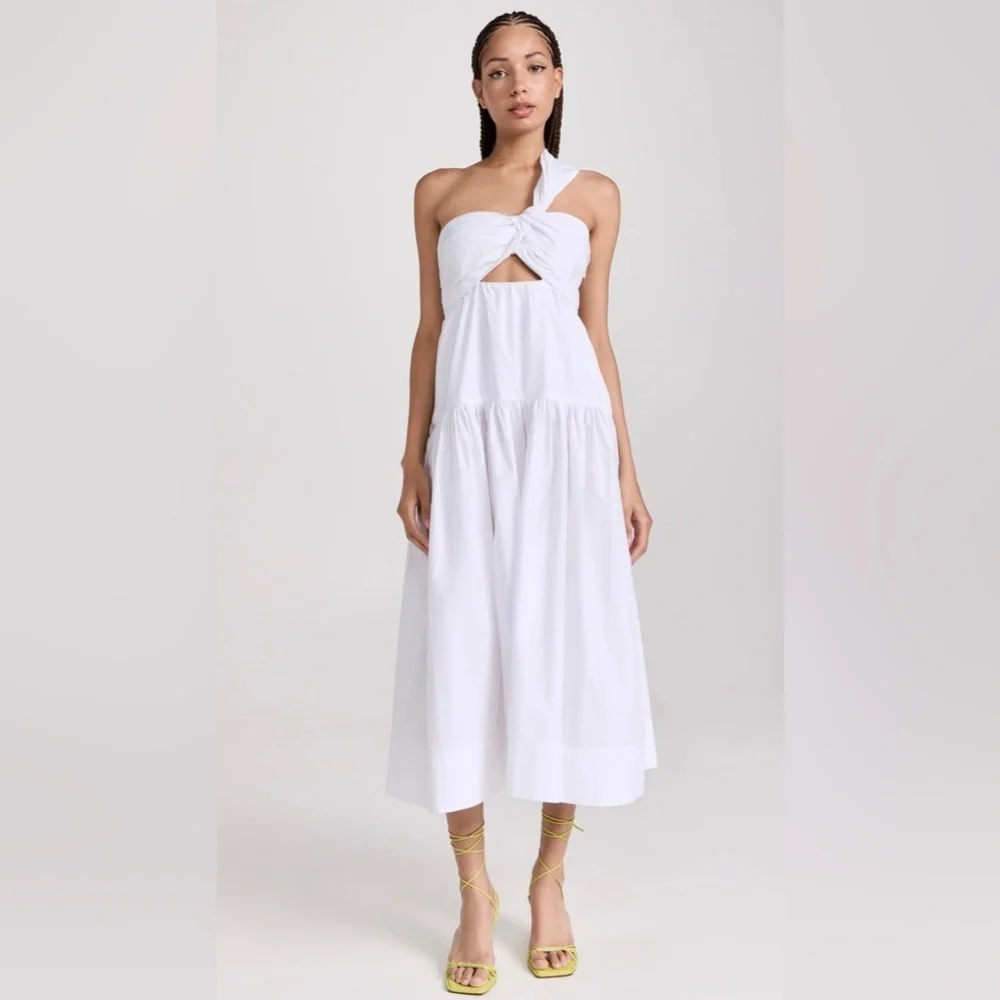 A.L.C. Aubry One Shoulder Midi Dress White Poplin NWT - Picture 4 of 11